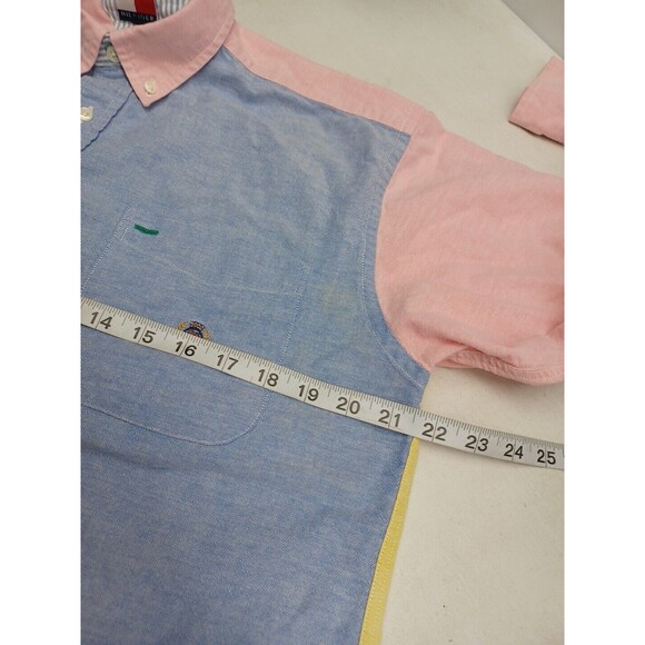 Vtg Tommy Hilfiger Youth XL Long Sleeve Colorblock Shirt Crest Logo - Picture 7 of 10